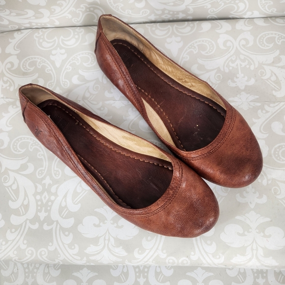 Frye Carson Ballet Flats in Cognac - Picture 3 of 7